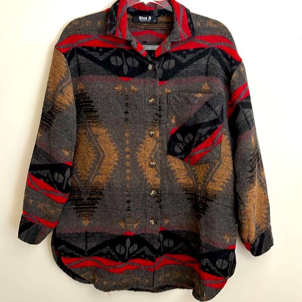 Blue B - LA Brand - Button-Up Aztec Design Collared Shirt
